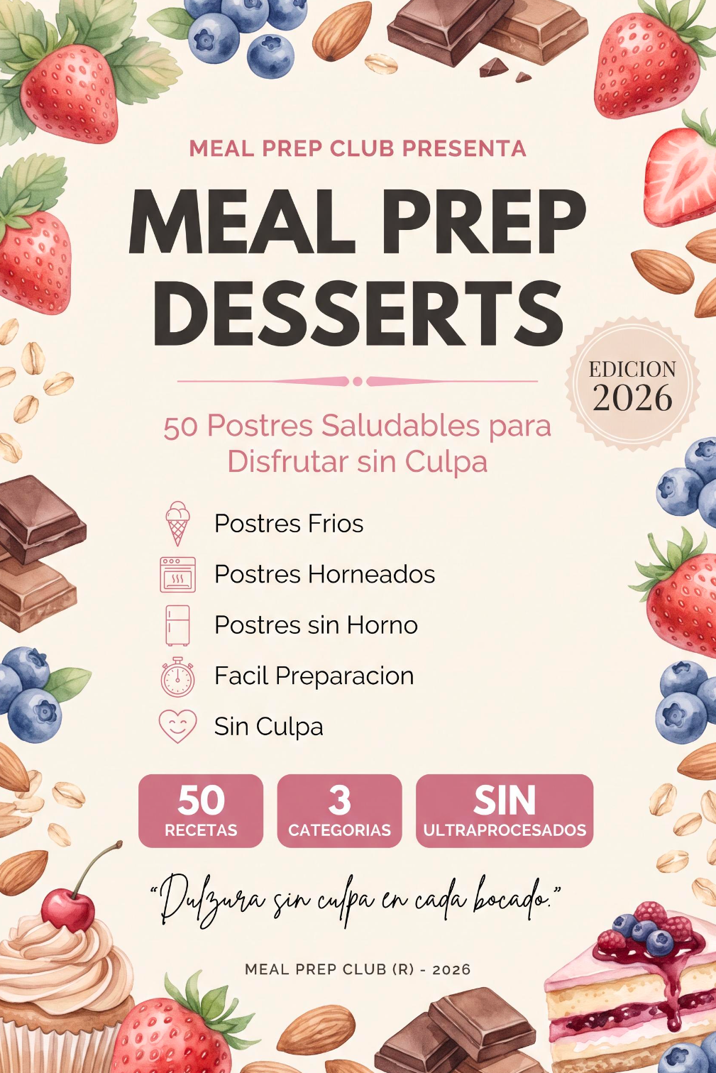 🍰MEAL PREP POSTRES: 50 recetas saludables para disfrutar sin culpa.